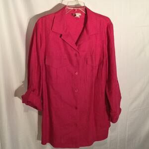 JM Woman 18 💯linen blouse/jacket hot pink 💕HP💕